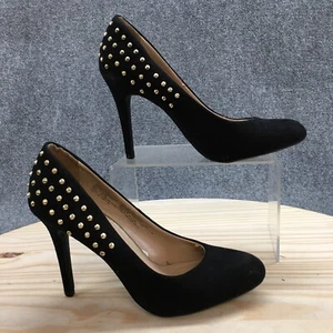 Mossimo Heels Womens 7 Vernie Casual Studded Slip On Stiletto Pumps Black Fabric - Picture 1 of 18