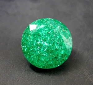 Natural Colombian Emerald Round Cut 50 Ct Certified Green Loose Gemstone - Picture 1 of 8