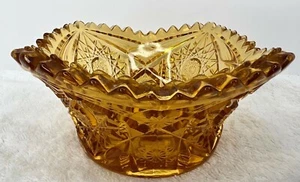 L.E. Smith Sunflower Sunburst Amber Candy Nut Bowl - 6 inch - Picture 1 of 10