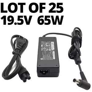 Lot of 25 Authentic HP 65W AC Adapter 19.5V 3.33A 7.4mm Right Angle Tip & Cords - Picture 1 of 8