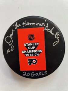 Disco autografiado Philadelphia Flyers Dave The Hammer Schultz - Imagen 1 de 2