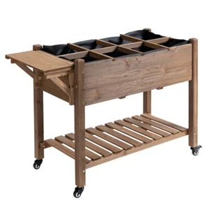 Wooden Planter Flower Shelf Wood Planter Box Wooden Garden Box Brown - Picture 1 of 6
