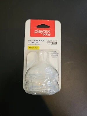 New Playtex Baby Naturalatch Comfort Easy Latch 2 Pack Slow Silicone Nipples OM+ - Image 1 of 4