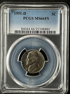 1951-D 5C FS Jefferson Nickel PCGS MS66FS 35938880 - Picture 1 of 2