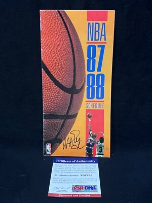 MAGIC JOHNSON LAKERS SIGNED AUTOGRAPH 1987 87-88 NBA BASKETBALL SCHEDULE PSA/DNA - Image 1 of 3