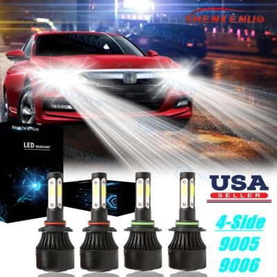 4-Side 9005+9006 LED Headlight Bulbs Kit Beam For Honda Civic Accord Coupe Sedan - Image 1 of 4