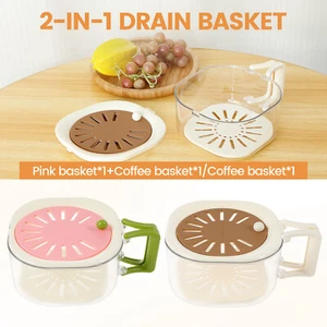 1Pc/2Pcs Draining Preservation Basket 2 in 1 Fruit Washing Bowl with elQpl - Picture 1 of 32