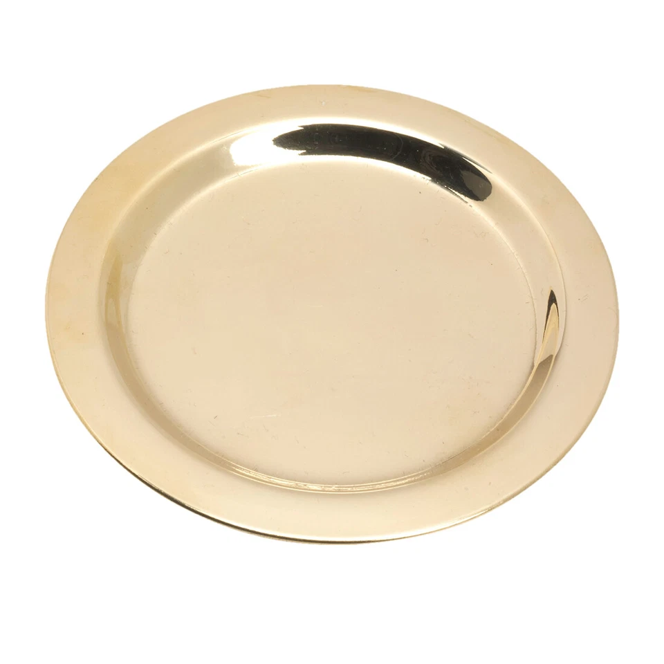 Ø11cm Kerzenteller aus Messing Gold glanz Dekoteller Rand Handarbeit Untersetzer - Bild 1 von 1
