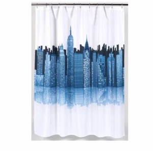 New Carnation Home Fashions Cityscape Shower Curtain Water Repellent 70" X 72 in - Picture 1 of 5