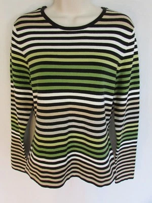 MUJER XS/S Verde Rayas Manga Larga TEJIDO ELÁSTICO MÁS PESADO Foto 1 de 4