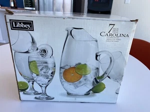 LIBBEY - 7 Piece CAROLINA Serving Set - Pitcher & Glassware - NEW - Picture 1 of 7