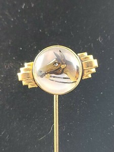 AMCO Horse Head Under Glass Stick Pin Gold Filled 1/20 10K Vintage FREE-Shipping