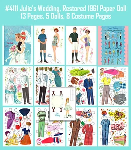 JULIE'S WEDDING recortes - libro de muñecas de papel, restaurado ~ SIN CORTAR NUEVO 13 páginas #4111 - Imagen 1 de 6