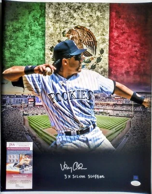 Фотография VINNY CASTILLA с автографом 16x20 ROCKIES (сертификат подлинности JSA) «3x Silver Slugger» - Изображение 1 из 4