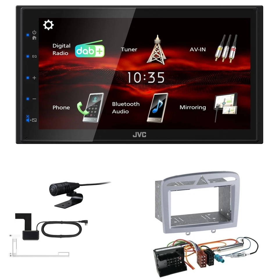 JVC Bluetooth DAB+ Autoradio für Peugeot 308 Facelift 2009-2013 silber - Bild 1 von 4