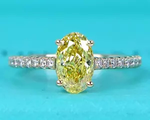 Tiffany Co 18k Gold Novo 1.04ct Fancy Vivid Yellow Oval Diamond Engagement Ring - Picture 1 of 13