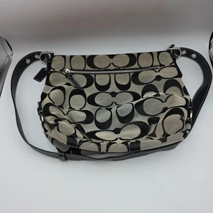 Borsa a tracolla Coach F15067 firmata in tela e pelle nera - Foto 1 di 14