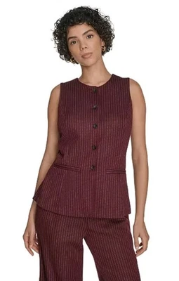 CALVIN KLEIN Mujer Chaleco Mono Sin Mangas Borgoña Talla-10 Foto 1 de 4
