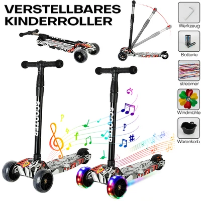 Kinderroller ab 3-10 Jahre LED Räder Kinderscooter Cityroller Kinder Scooter DE - Bild 1 von 4