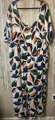 Eloquii Multicolor Hoja Floral Camisa Manga Mameluco Traje de Salto Talla Grande 26 ¡NUEVO CON ETIQUETAS! Foto 1 de 4