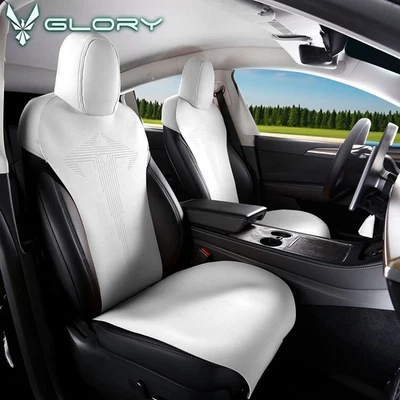 Fundas de asiento para Tesla Modelo Y 20-24 cojín estilo V1 gamuza cuero blanco Foto 1 de 4