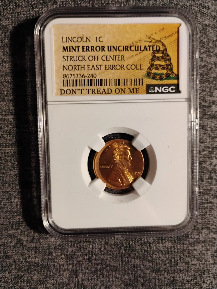 LINCOLN 1C STRUCK OFF CENTER MINT ERROR MS 64 RD NGC Graded Major Error - Image 1 of 4