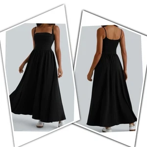 Maxi Vestido Negro Halara Breezeful Bolsillo Lateral Sin Espalda Fluido Acampanado Talla L. Nuevo. - Imagen 1 de 17