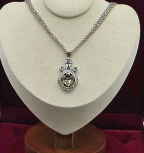 "Collar ojo de león Brighton colgante de cristal de dos tonos cadena de desplazamiento de 18""" - Imagen 1 de 6