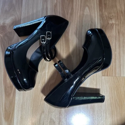 Женские туфли на каблуках Torrid 9.5 WW черные с открытым носком с пряжкой - Изображение 1 из 4