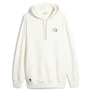 PUMA Downtown Graphic Pullover Hoodie Mens White Casual Athletic Outerwear 62127 - Picture 1 of 5
