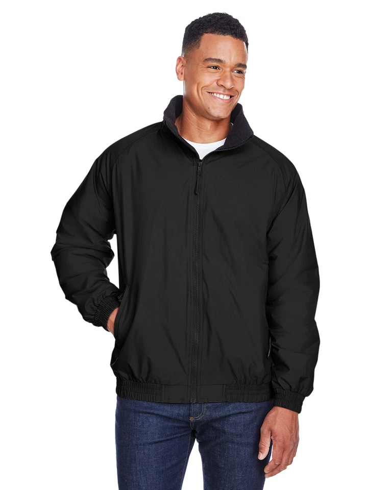 Harriton Adult Fleece-Lined Nylon Jacket M740 Outside Zip Pockets XS-4XL - Image 1 of 1
