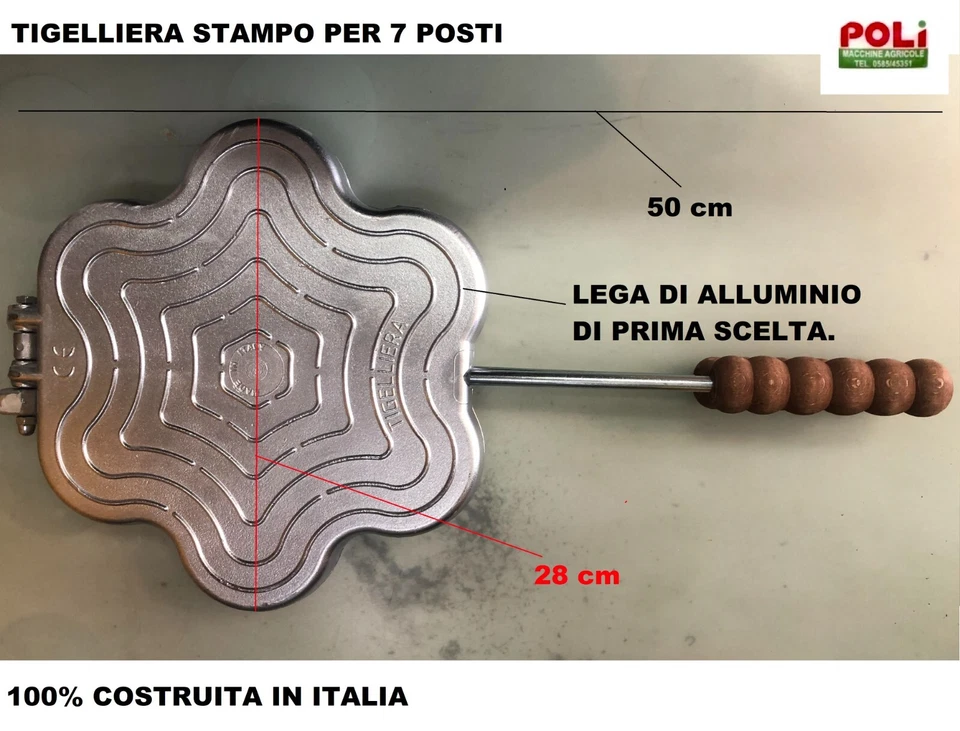 TIGELLIERA STAMPO TIGELLE MADE IN ITALY IN ALLUMINIO 7 POSTI IL TOP - Immagine 1 di 3