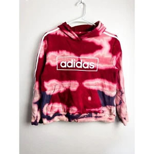 Adidas Tie Dye Color Block Logo Hoodie Girls Large Red Purple - Picture 1 of 5