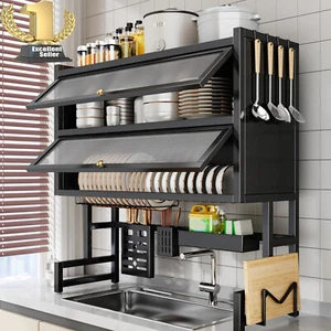 2 Tier Space Saving Over The Sink Dish Drying Rack Adjustable Dish Drainer Large - Picture 1 of 18