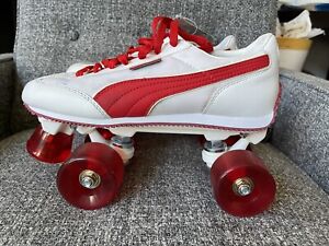 Vintage Puma Roller Skates Red & White Sz 8 (womenâ€™s) ï¿¼ (fr Size 38 1/2)