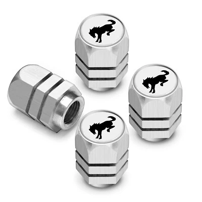 Ford Nuevo Bronco en Blanco sobre Plata Cromo Hexágono Aluminio Tapas de Vástago de Válvula de Neumático Foto 1 de 4