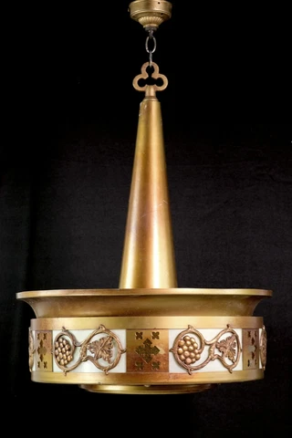 Bronze Plated Steel Gothic Stained Glass Pendant Light Cover