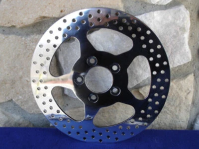 11 1/2" POLISHED STAINLESS STAR REAR BRAKE ROTOR FOR HARLEY 84-UP - Image 1 of 2