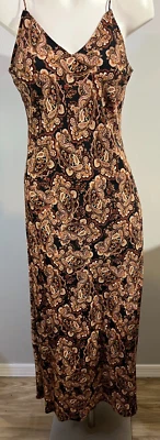 Nili Lotan Women Small Summer Dress Long Maxi Black Brown Paisley  Side Slit - Image 1 of 4