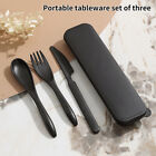 3Pcs Wheat Straw Dinnerware Set Travel Portable Tableware Knife Fork Spoon Se DR