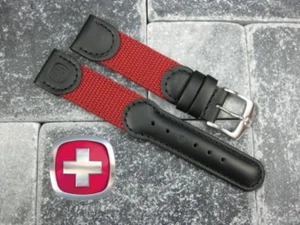 Nueva correa de cuero negra correa de reloj de nailon 19 mm 20 mm Wenger Swiss Army rojo R - Imagen 1 de 5