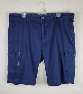 Pantaloncini cargo vintage originali resistenti alle intemperie uomo taglia 36 blu 100% cotone tasche - Foto 1 di 9