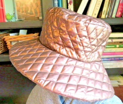 FAB Bronze Rain Quilted Wide Brim Maramara Millinery Design Hat Packable - Image 1 of 4