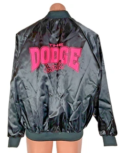 Vintage KING LOUIE 80s Dodge Girls Have More Fun Satin Jacket XL Zip 90s - Picture 1 of 10