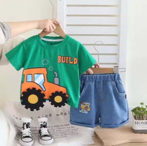 New Summer Baby Boy Clothes Set Children Clothes Cartoon T-Shirt+Shorts 2Pcs/Sui - Picture 1 of 6