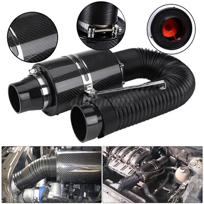 Racing Air Filter Box Carbon Fiber Cold Feed Induction Air Intake Kit Universal Foto 1 de 4