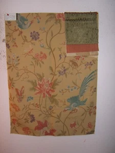Lee Jofa, Uccello Lampas, Brocade Floral with Birds, 27" W X 36" L, Color Gold - Picture 1 of 4