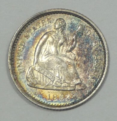 1862 Liberty Seated Half Dime ALMOST UNCIRCULATED Silver 5c ~ Nice Album Tone - Image 1 of 4