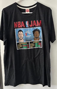 Philadelphia 76ers Ben Simmons Joel Embiid NBA JAM Black Homage T-Shirt Large - Picture 1 of 3