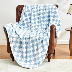 Edenleaf Checkered Blanket Flannel Throw Blankets Soft Cozy Checkered Grid Pr... - Picture 1 of 21